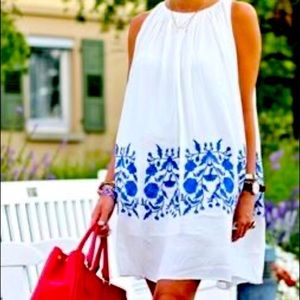 **SOLD** Chic wish boho dress with Santorini blue embroidery